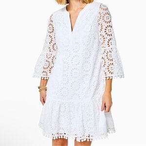 New Lilly Pulitzer Bekah Oversized Pinwheel Eyelet Shift Dress Women's Size L